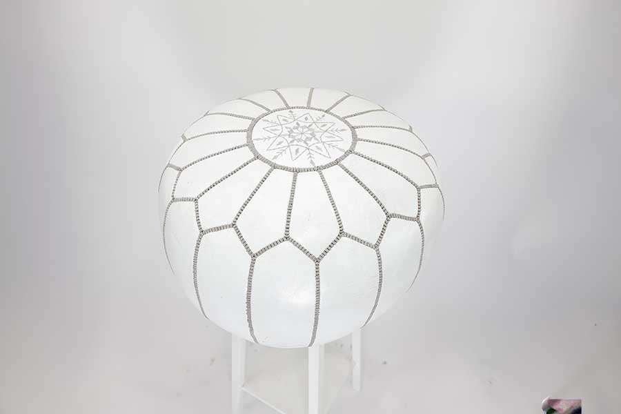 White Leather Floor Pouf main image